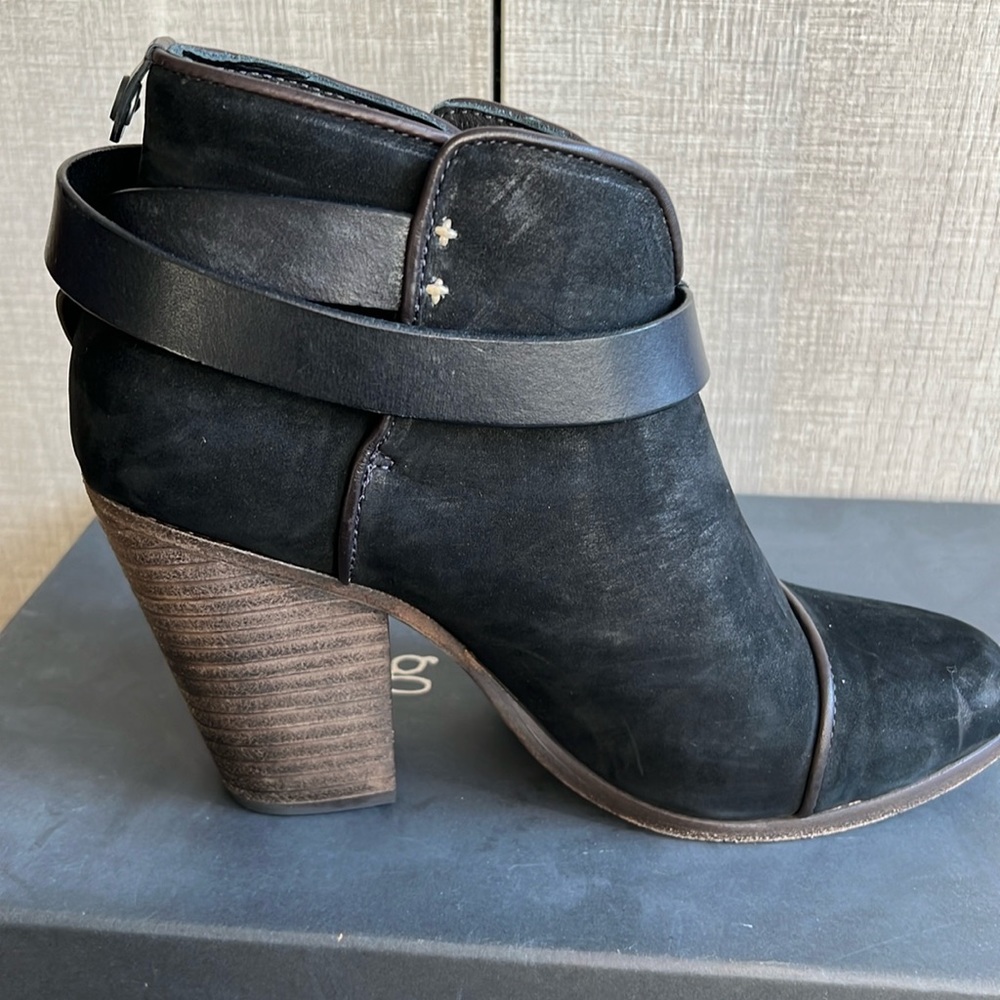 Rag & Bone New York Harrow black suede and leather bootie boots 37.5